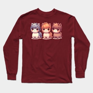 Kawaii Horse Trio Long Sleeve T-Shirt